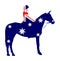 Australian flag over elegant racing horse vector illustration isolated on white. Hippodrome entertainment and gambling sport event
