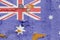 Australian flag painted on a brick wall. Flag of Australia. Textured abstract background