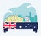 australian flag with sydney opera