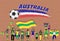 Australian football fans cheering with Australia flag colors in