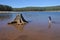 Australian girl enjoying the waters of  Wellington Reservoir in Western Australia