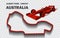 Australian grand prix race track for Formula 1 or F1. Detailed racetrack or national circuit