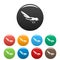 Australian magpie icons set color