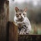 Australian Mist Cat Perching on Fence