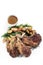 Australian organic lamb chops with gravy meal on white backgroundv