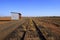 Australian outback railway siding with blue sky