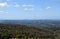 Australian panorama of beautiful countryside with forested hills