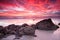 Australian seascape at red sunrise