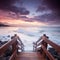 Australian seascape with stairs in foreground