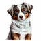 Australian Shepheard Dog Illustration Playful Canine Artwork.