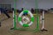 Australian Shepherd Dog Jumping Through Hoop