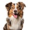 Australian Shepherd Dog In Muted Tonalities On White Background