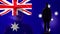 Australian soldier silhouette standing against national flag, proud sergeant