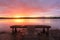 Australian sunset at Green Point jetty Australia