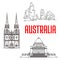 Australian travel landmarks linear icon