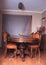 Australian vintage curved Dining Table with 6 leather chairs in interior