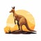 Australian Wild Landscape: Kangaroo Vector Illustration In Art Nouveau Style