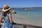 Australian woman looking at the landscape view of Greens Pool in Western Australia