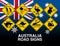 Australian yellow road warning signs with flag