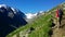 Austria. Alpine region `Stubai`. The Climber on a mountain path.