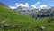 Austria. Alpine region `Stubai`. View from the hotel to the Alps.