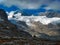 Austria. Alps. View of the glacier. Rocky peaks.