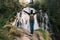 Austria. Bad Gastein. Girl at the waterfall in the Alpine