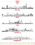 Austria cities panoramic cityscapes vector illustrations in black and white color palette