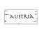 Austria, country name written on white background, surface inside drawn wooden frame. Vector drawn frame.