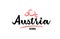 Austria country with red love heart and its capital Vienna creative typography logo design