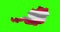 Austria country shape outline on green screen with national flag waving animation