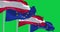 Austria and European Union flags waving isolated on green background