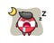 Austria flag badge character illustration sleeping at night