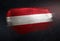 Austria Flag Made of Metallic Brush Paint on Grunge Dark Wall