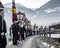 AUSTRIA, GASTEIN - January 1, 2023: building a perchten on a country road in the Austrian Gastein Valley