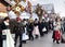 AUSTRIA, GASTEIN - January 1, 2023: dancing characters in the perchtenlauf procession in the Austrian Gastein Valley