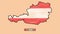 Austria Hand Drawn Cartoon Animated Map With Flag. Isolated Background.