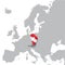 Austria Location Map on map Europe. 3d Austria flag map marker location pin. High quality map Austria.