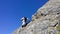 Austria. Mountain region `Stubai`. Training in rock climbing.