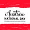 Austria National Day hand lettering in English and in German. Austrian holiday celebrate on October 26. Easy to edit vector