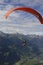 Austria: Paraglider up in the air above Schruns in the Montafon.Valley, Vorar