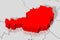 Austria - political map, red country shape, borders