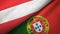 Austria and Portugal two flags textile cloth, fabric texture