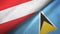 Austria and Saint Lucia two flags textile cloth, fabric texture