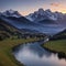 Austria- salzburger land has a scenic landscape at dusk.