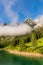 Austria, Salzkammergut, Lake Gosausee with mountains in background