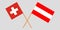 Austria and Switzerland. Austrian and Swiss flags. Official colors. Correct proportion. Vector