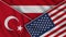Austria United States of America Turkey Flags Together Fabric Texture Illustration