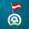 Austria vector flag pinned to a soccer ball. European football 2020 tournament final stage. Official championship colors and style