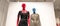 Austria, Vienna - January 9, 2023: Multi-colored LGBT mannequins in dresses in a shop window. JCH fashion store for an Austrian
